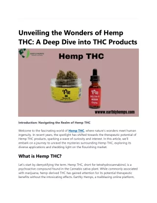 Unveiling the Wonders of Hemp THC