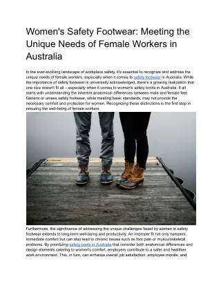 Women's Safety Footwear_ Meeting the Unique Needs of Female Workers in Australia
