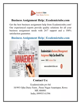 Business Assignment Help  Ecademictube