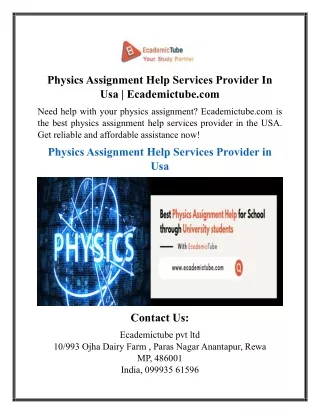 Physics Assignment Help Services Provider In Usa  Ecademictube