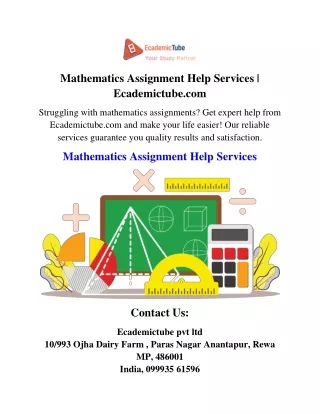 Mathematics Assignment Help Services  Ecademictube