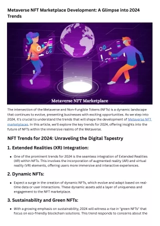 Metaverse NFT Marketplace Development A Glimpse into 2024 Trends