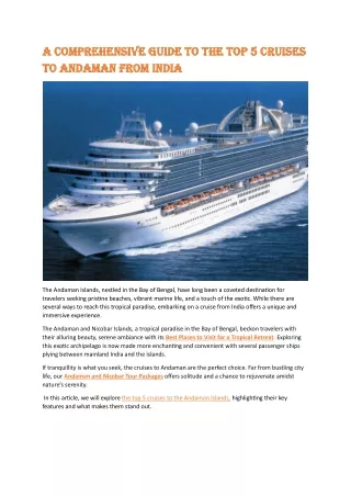 A Comprehensive Guide to the Top 5 Cruises to Andaman from India