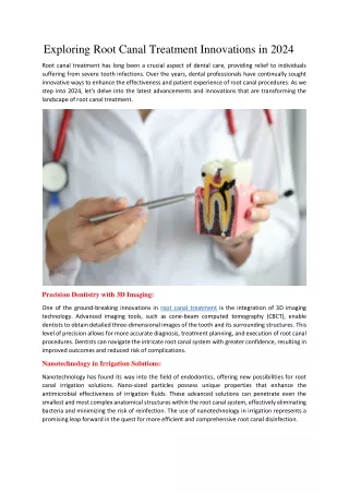 Exploring Root Canal Treatment Innovations in 2024