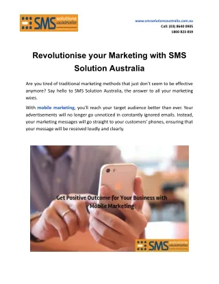 Revolutionise your Marketing with SMS Solution Australia