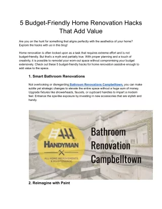 Bathroom Renovations Campbelltown