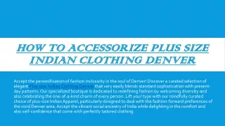 How to Accessorize Plus Size Indian Clothing Denver