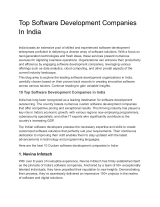 Top Software Development Companies In India