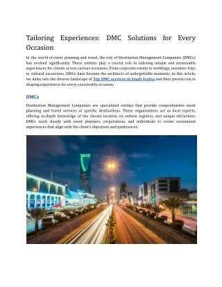 Tailoring Experiences_ DMC Solutions for Every Occasion