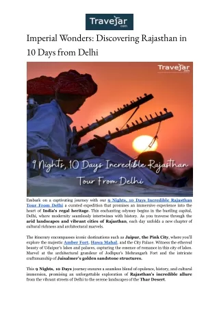 Rajasthan in 10 Days from Delhi