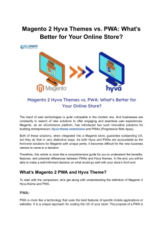 Hyva Theme Extensions vs. Magento 2 PWA: Choosing the Best for Your Store