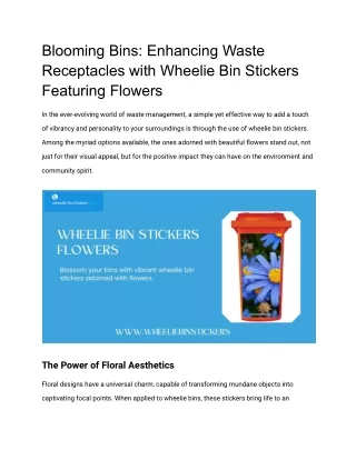 wheelie bin stickers flowers