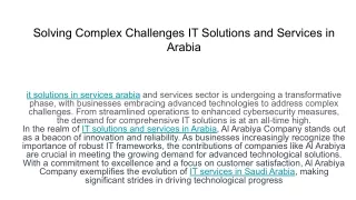 Solving Complex Challenges IT Solutions and Services in Arabia (1)