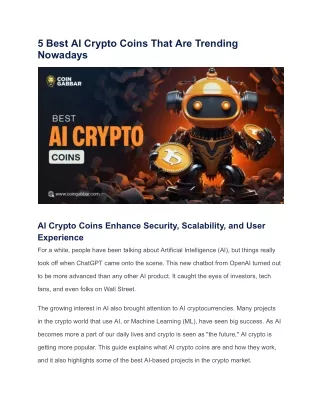 5 Best AI Crypto Coins That Are Trending Nowadays