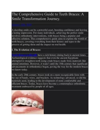 The Comprehensive Guide to Teeth Braces