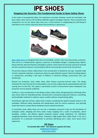 Stepping into Security The Fundamental Guide to Basic Safety Shoes