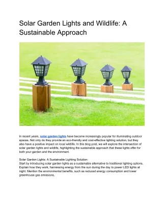 Solar Garden Lights and Wildlife: A Sustainable Approach