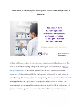 Discover how AI-integrated practice management software creates a bright future in healthcare