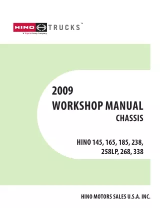 2009 HINO 165 series Truck Service Repair Manual