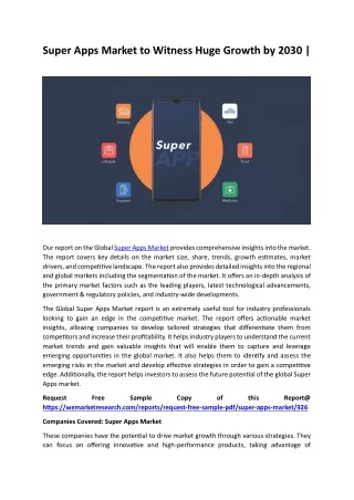 Super Apps Market to Witness Huge Growth by 2030