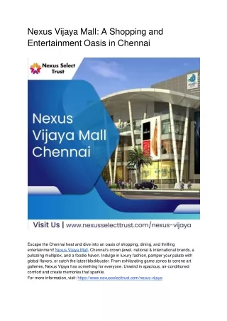 Exploring the Unique Experiences of Nexus Esplanade Bhubaneswar and Nexus Vijaya Mall Chennai