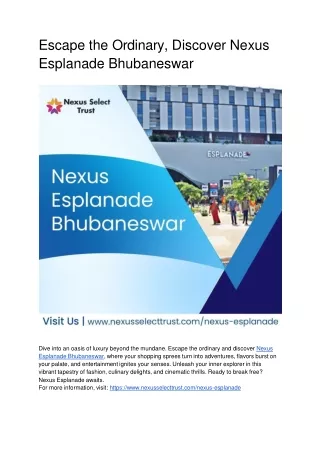 Exploring Retail Delights at Nexus Esplanade Bhubaneswar and Select City Walk