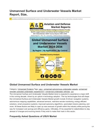 Unmanned Surface and Underwater Vessels Market Report Size