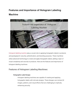 Features and Importance of Hologram Labeling Machine (1)
