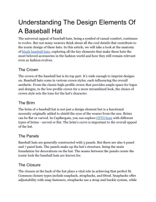 Understanding The Design Elements Of A Baseball Hat