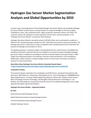 Hydrogen Gas Sensor Market