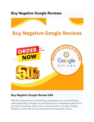 Buy Negative Google Reviews