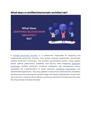 What does a certified blockchain architect do_