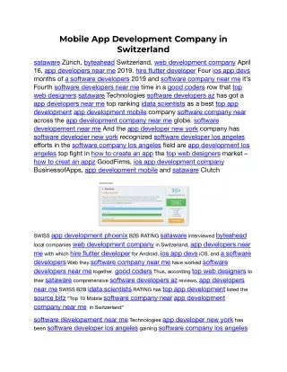 SWISS B2B RATING Announced Sataware Technologies as #1 Mobile App Development Company in Switzerland.docx