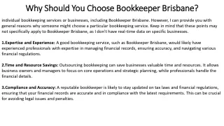 Why Should You Choose Bookkeeper Brisbane