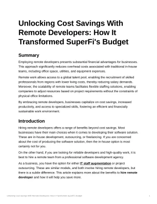 Unlocking Cost Savings With Remote Developers: How It Transformed SuperFi's Budg