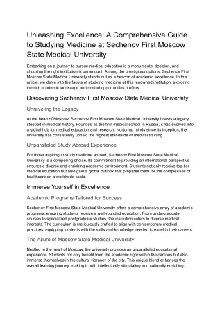 Unleashing Excellence_ A Comprehensive Guide to Studying Medicine at Sechenov First Moscow State Medical University