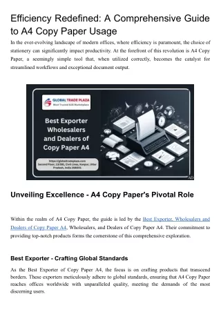 Efficiency Redefined_ A Comprehensive Guide to A4 Copy Paper Usage (1)