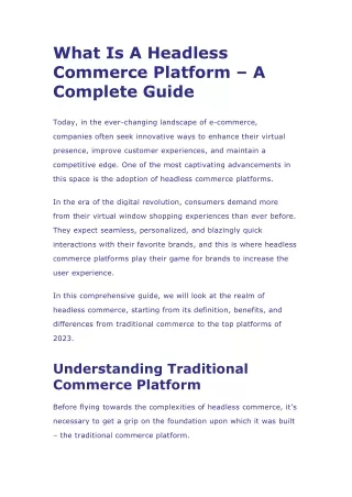 What Is A Headless Commerce Platform – A Complete