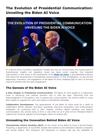 The Evolution of Presidential Communication: Unveiling the Biden AI Voice