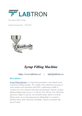 Syrup Filling Machine