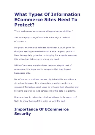 What Types Of Information ECommerce Sites Need To
