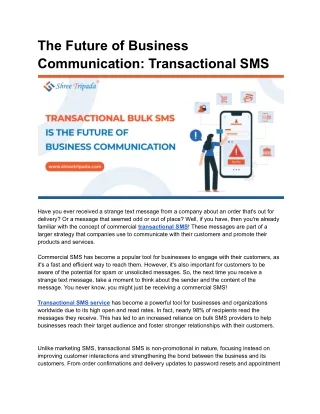 The Future of Business Communication: Transactional SMS