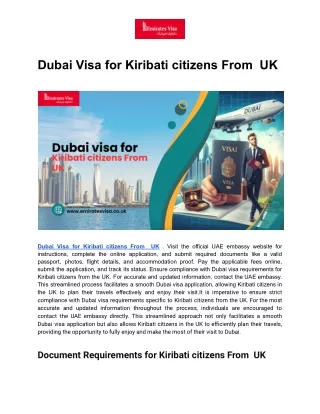 Dubai Visa for Kiribati citizens From  UK