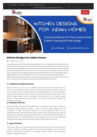 Kitchen Designs For Indian Homes