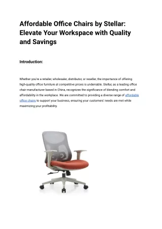 Affordable Office Chairs by Stellar_ Elevate Your Workspace with Quality and Savings