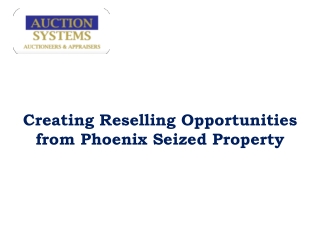 Creating Reselling Opportunities from Phoenix Seized Propert