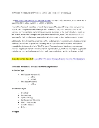 RNA based Therapeutics and Vaccines Market Size, Share and Forecast 2031