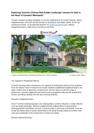 Exploring Toronto's Diverse Real Estate Landscape_ Houses for Sale in the Heart of Canada's Metropolis