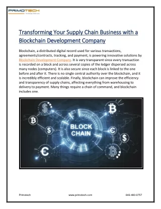 Transforming Your Supply Chain Business with a Blockchain Development Company