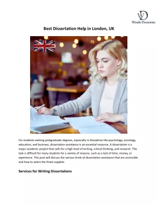 Best Dissertation Help in London, UK